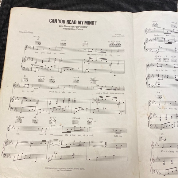 Vtg 1978 “Can You Read My Mind” Words & Music by Warner Brothers Recorded - Picture 3 of 3
